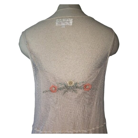 CT1631 Johnny Was Biya Ipsala Mesh Maxi Dress Small Floral Embroidered Ivory Boh - Picture 7 of 9